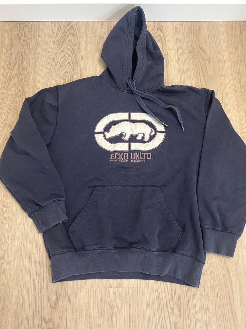 Y2K vintage Ecko Unlimited Blue/White Pullover Hoodie with White Logo size X